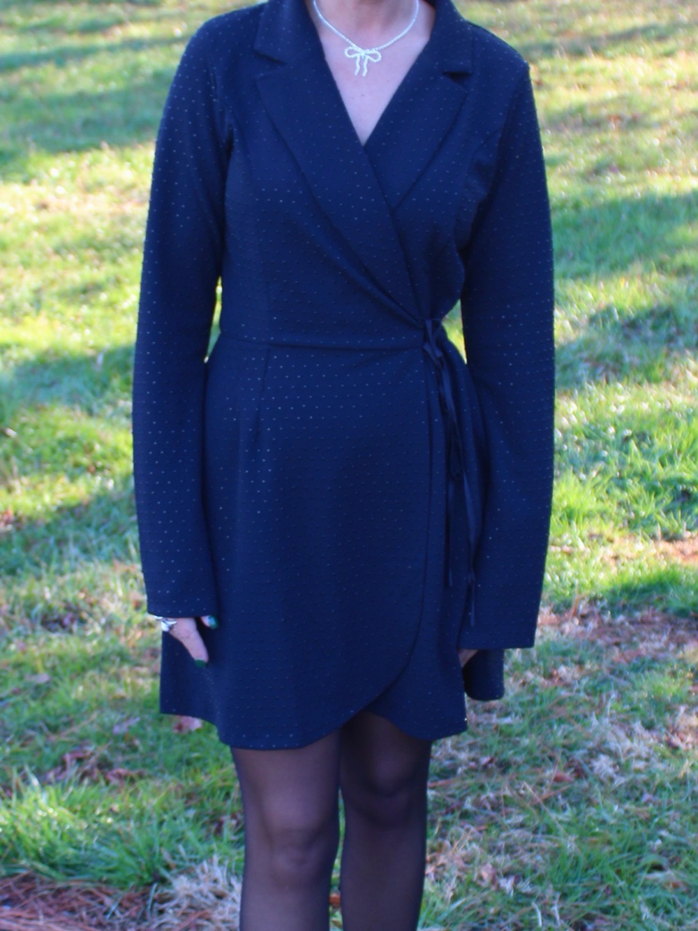 Francesca's Collections Navy Blue Long-Sleeve Wrap Dress